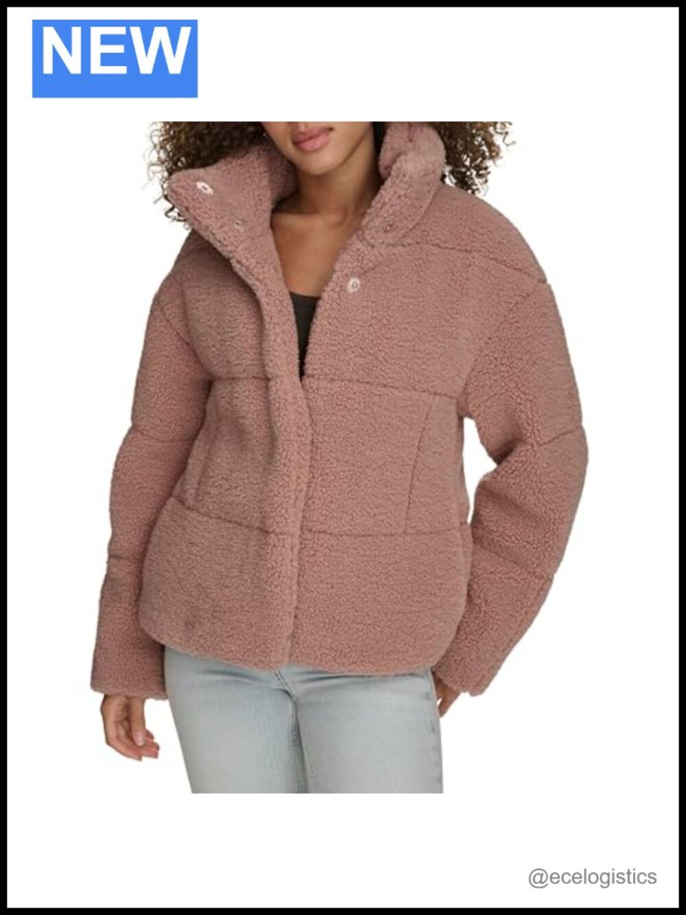 Levi's Teddy Coat Shortie Quilted Sherpa Patchwork Women's Faux Fur
